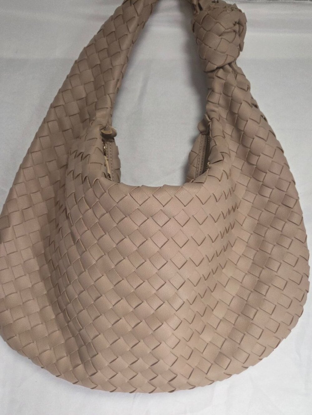 Urban Expressions Vanessa Tan Woven Vegan Leather Slouchy Hobo Bag Knot Handle